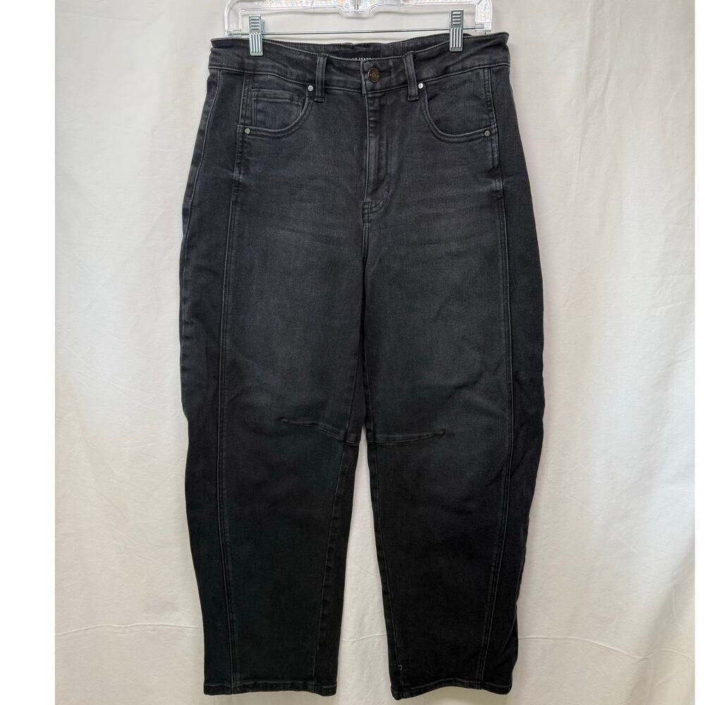 Risen Jeans High-Rise Boyfriend Cuffed Barrel Jeans (RDP5901), Black 11/30
